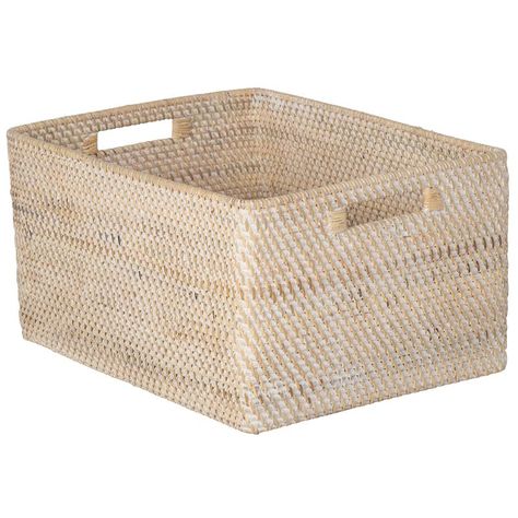 PRICES MAY VARY. 17.5 inches long x 13 inches x 9 inches high. Handwoven from naturally grown Rattan. Minor variations in color, size and finish are possible and enhance the item's character. With cut-out handles for easy portability. The perfect storage bin for any loose items like books, magazines, toys, office supplies, electronic devices and their cables, towels … you name it. Wipe clean with damp cloth. Seagrass Storage Baskets, Rattan Storage, Decorative Storage Baskets, Rattan Weave, Wicker Baskets Storage, Miscellaneous Items, Organization Decor, Basket Shelves, Rattan Basket