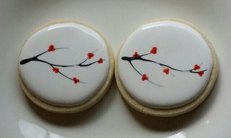 Cherry Blossom Cookies, Cookie Painting, Japanese Cookies, Amazing Cookies, Blossom Cookies, Paint Cookies, Painting Skills, Spring Cookies, Sugar Cookie Designs