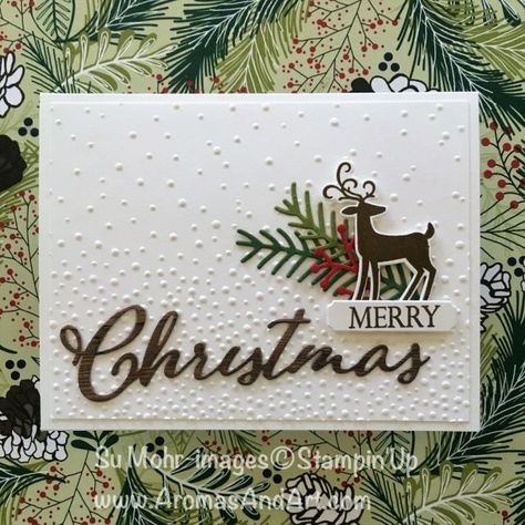 Merry Christmas To All Sneak Peek - Aromas and Art - SU - Dashing Deer Reindeer Card, Homemade Christmas Cards, Stampin Up Christmas Cards, Merry Christmas To All, Pine Branch, Stampin Up Christmas, Diy Christmas Cards, Christmas Cards To Make, Winter Cards