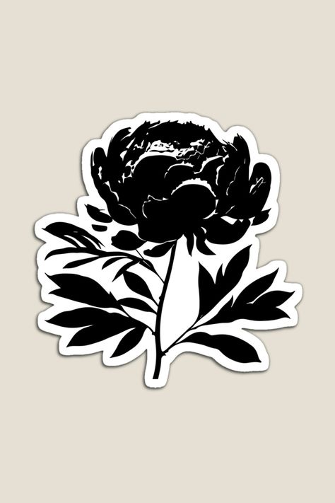 Magnet Black and white Peony Flower leaves silhouette on White background 1 Black And White Peony, Leaves Silhouette, Leaf Silhouette, White Peony, Flower Leaves, Flower Black, Black Leaves, White Peonies, Peony Flower