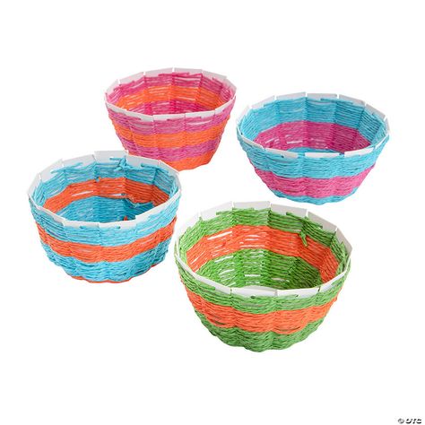 Mini Basket Weaving Craft Kit - Makes 12 | Oriental Trading Mini Baskets, Weaving Craft, Friends Of The Library, Potholder Loom, Mini Basket, Classroom Art Projects, Classroom Art, Art & Craft Kit, Leather Bookmark