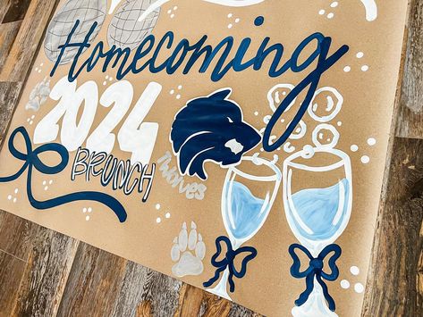 Is this not the cutest banner ever ?!?🦋🩵🫶🏼 #banner #banners #blues #homecoming #hoco #signs #bannerdesign Hoco Banner Ideas, Sorority Formal Banner Ideas, Homecoming Banners Football, Painted Football Banner, Brown Paper Hoco Banner, Painted Banners Sorority, Hoco Signs, Its A Boy Banner, Event Banner