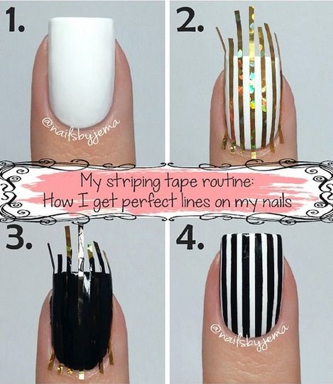 Art Steps, Nail Designs Easy Diy, Diy Nails Easy, Short Coffin Nails Designs, Tape Nail Art, Quick Nail Art, Multicolored Nails, Nail Art Diy Easy, Nail Art Stripes