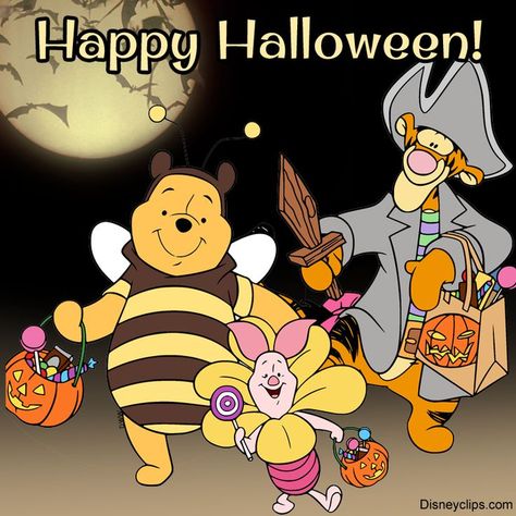 Winnie the Pooh, Tigger and Piglet out trick-or-treating #disney, #halloween, #winniethepooh, #tigger, #piglet Halloween Winnie The Pooh, Tigger And Piglet, Pooh Halloween, Winnie The Pooh Drawing, Winnie The Pooh Halloween, Happy Halloween Pictures, Halloween Clip Art, The Disney Princesses, Winnie The Pooh Tigger