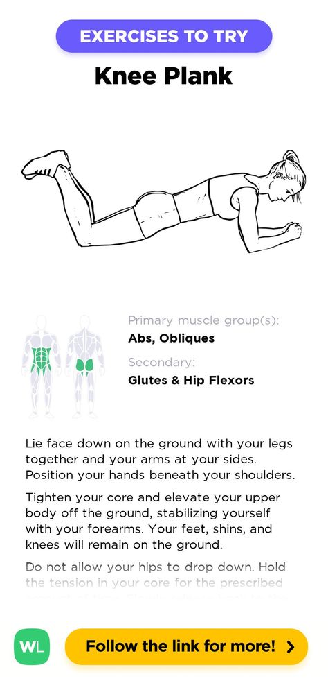 Knee Plank is a at-home work out exercise that targets abs and obliques and also involves glutes & hip flexors. Follow the Pin link for full instructions for how to perform this exercise correctly and visit WorkoutLabs.com for more exercises, workouts, training plans and more simple fitness resources! ©WorkoutLabs How To Do Planks, Knee Plank, Fit Bodies, Exercise Plans, Fitness Tips For Women, Hip Flexors, Plank Workout, Hip Flexor, Workout Guide