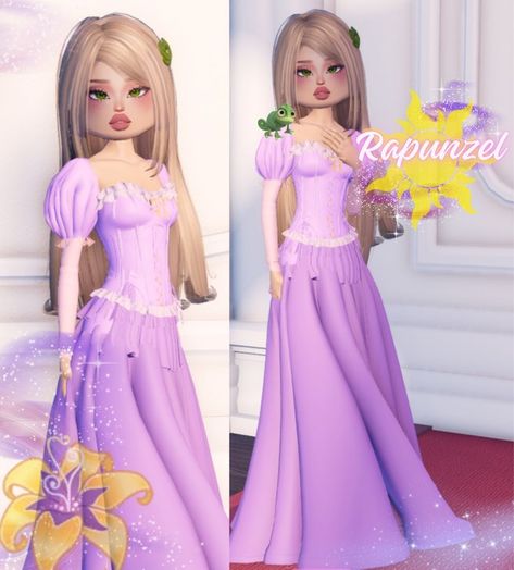 How To Make Rapunzel In Dti, Rapunzel Hair Inspiration, Rapunzel Dti Outfit, Dress To Impress Inspo Roblox Game, Dress To Impress Rapunzel, Princess Dti Ideas, Dti Outfits Princess, Dress To Impress Layering, Dti Princess Outfit Ideas