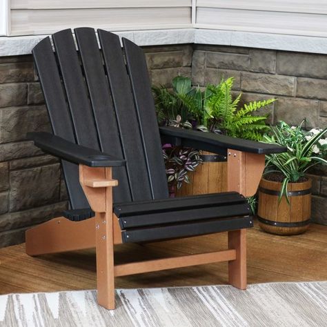 Sunnydaze All-Weather 2-Color Outdoor Adirondack Chair with Drink Holder - Heavy Duty HDPE Weatherproof Patio Chair - Ideal for Lawn, Garden, and Around the Firepit Composite Adirondack Chairs, Wood Adirondack Chairs, Plastic Adirondack Chairs, Relaxing Outdoors, Phase 4, Glider Chair, Lawn Chairs, Door Makeover, Adirondack Chairs