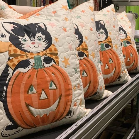 Candy Corn Pillow Pattern, Kitty Corn Quilt, Halloween Quilt Pillow, Halloween Quilted Pillow Covers, Halloween Whimsy Quilt, Black Cat Halloween Pillows, Feather Pillows, Art Walk, Halloween Quilts