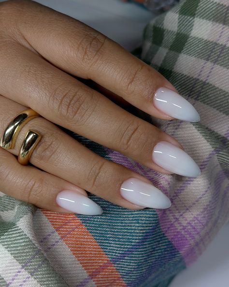 Milky white 🍼🥛🥥🤍 check out the reel I posted on this look 😌 #dovenailsbysharon Milky White Nails, White Almond Nails, Milky Nails, Short Almond Nails, Todays Mood, Milky White, Almond Nails, Natural Hair Styles, Nail Designs