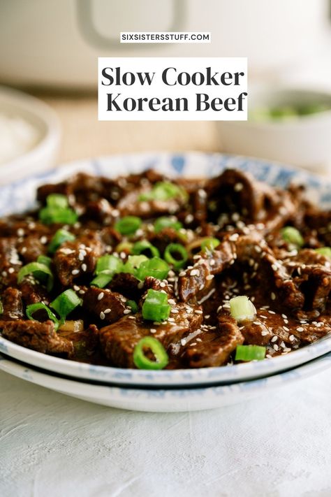 Slow Cooker Korean Beef Beef In The Crockpot, Crockpot Entrees, Korean Beef Recipe, Korean Beef Recipes, Slow Cooker Korean Beef, Bulgogi Recipe, Korean Side Dishes, Paleo Meals, Korean Beef