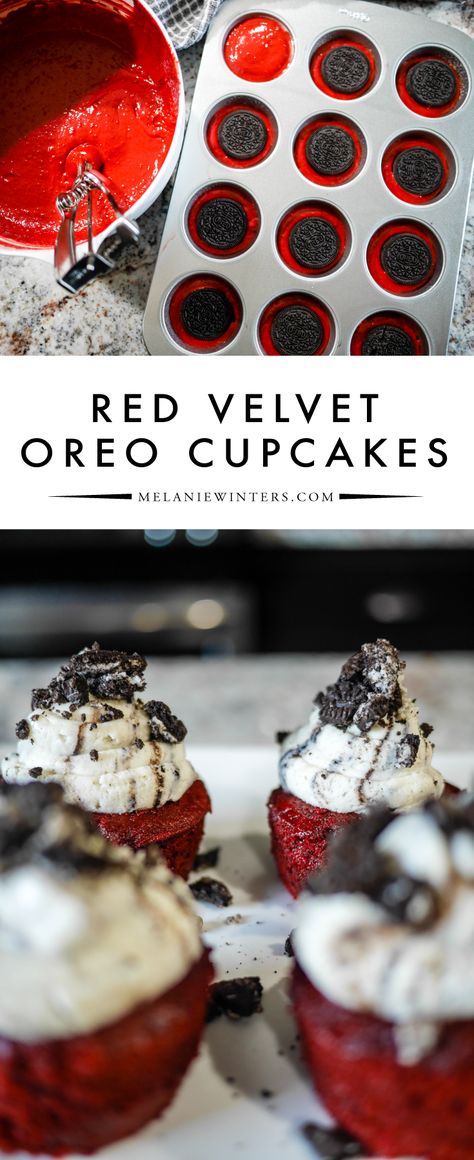 Red-Velvet Oreo Cupcakes — MELANIEWINTERS Red Velvet Oreo, Red Velvet Recipes, Oreo Cupcakes, Gourmet Cupcakes, Tart Baking, Semi Homemade, Velvet Cupcakes, Red Velvet Cupcakes, Baked Dessert Recipes