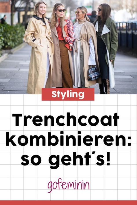 Worauf ihr beim Mantel-Styling achten solltet, wie euer Look jetzt besonders cool wird und die aktuellsten Trends zeigen wir euch hier. #trenchcoat #mantelstyling #fruehlingsjacke #trenchcoatstylen Trenchcoat Outfits, Trenchcoat Outfit, Trenchcoat Style, Mantel Styling, Cooler Style, Rock Style, Trench Coat, For Sale, Fashion Tips