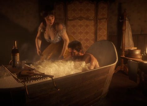 Arthur Morgan and a Valentine bath maid. Arthur Morgan, Red Dead Redemption 2, Red Dead, Red Dead Redemption, Be Yourself, Amazing Stories, Persona, Screen, Memes