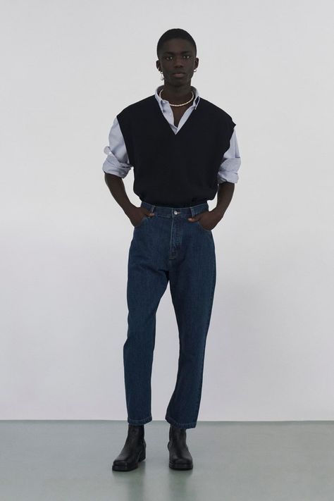 Ny Fits, Vest Outfits Men, Look 80s, Spring Inspo, Ivy League Style, Studio Nicholson, Mens Outfit Inspiration, Mens Fashion Streetwear, Men Fashion Casual Outfits