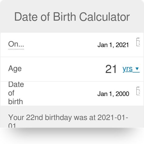 Date of Birth Calculator Birthday Date, Birthday Dates, 22nd Birthday, Date Of Birth, Birth Year, The Age, Calculator, Birthday, Quick Saves