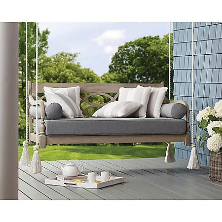 Member's Mark Estate Daybed Swing - Sam's Club Bed Swings Outdoor, Porch Swing Ideas, Daybed Porch, Farmhouse Porch Swings, Swings Outdoor, Bed Swings, Space Bed, Daybed Room, Porch Swing Bed