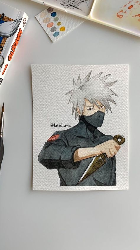 Character Design Art, Anime Canvas Painting, Naruto Painting, Manga Watercolor, Cartoon Drawing Tutorial, Character Artist, Hatake Kakashi, Best Anime Drawings, Anime Drawing Books