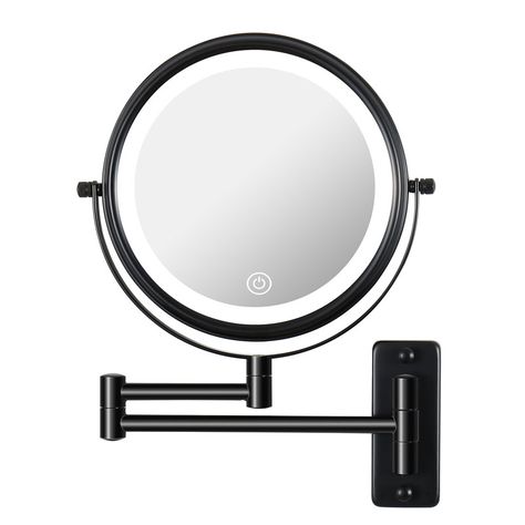 Ivy Bronx Mentasta Round LED Metal Wall Mirror & Reviews | Wayfair Mounted Makeup Mirror, Wall Mounted Makeup Mirror, Best Gift For Wife, Mirror Led, Lead Metal, Magnifying Mirror, Makeup Mirror With Lights, Light Works, Led Vanity