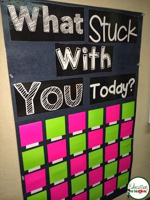 I absolutely love these post-it boards! What a great way for students to reflect on the day and share what they've learned with each other. Via 4 different teacher blogs. Motivation Songs, Staff Retreat, Reflection Poster, Visible Learning, Classroom Organisation, Education Technology, Sleepover Ideas, Formative Assessment, Education Motivation