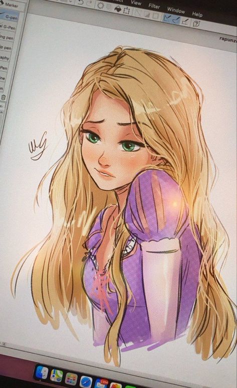 A Drawing, Rapunzel, Blonde, Screen, Art