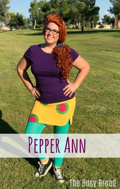 Pepper Ann, Red Curly Wig, Get Off My Lawn, Teal Leggings, Fun Songs, Good Old Days, Yellow Skirt, Old Days, Purple Shirt