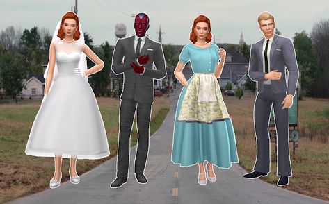 Endgame Wanda, Glamour Costumes, Scarlet Witch Costume, Sims 4 Decades Challenge, Long Outfit, Veiled Hats, Costume Gloves, Bella Hair, Paul Bettany