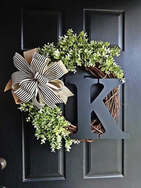 summer wreath, summer wreath ideas, summer wreath DIY, summer wreaths for front door, floral wreath, wreaths for front door, wreath ideas, monogrammed wreath Wreath Ring, Ring Wreath, Door Farmhouse, Summer Deco, Front Porch Christmas Decor Ideas, Porch Christmas Decor Ideas, Porch Christmas Decor, Front Porch Christmas, Door Wreaths Diy