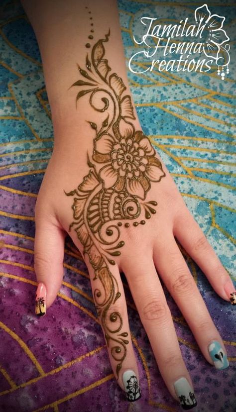 wwww.jamilahhennacreations.com. Shaded flower and paisley henna Easy Mehndi Designs Arabic, Henna Design Traditional, Mehndi Designs Traditional, Mehndi Tips, Mehndi Design Flower, Peacock Henna, Minimal Mehndi, Mehndi Designs Arabic, Mehndi Designs Easy