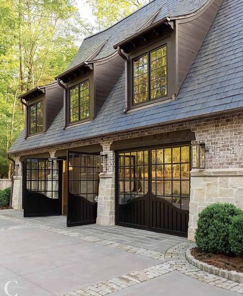 Carriage Garage, Roof Shingle Colors, Carriage Garage Doors, Carriage Doors, Shingle Colors, Garage Door Design, Spanish Style Home, Roof Colors, Up House