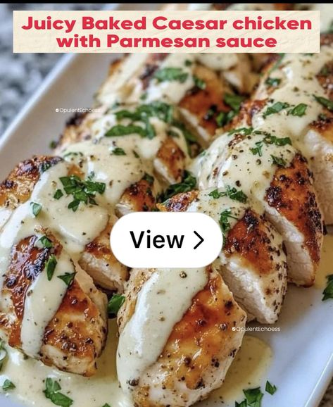 Juicy Baked Caesar chicken with Parmesan sauce  | Gallery posted by opulentechoes | Lemon8 Baked Caesar Chicken, Parmesan Sauce Recipe, Chicken With Parmesan, Pasta Seasoning, Chicken Caesar Wrap, Caesar Chicken, Chicken Caesar Pasta Salad, Gourmet Chicken, Parmesan Recipes