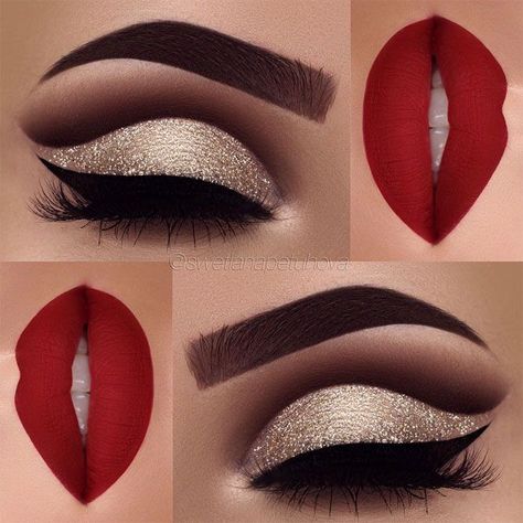 Red Lipstick Looks And#8211; Get ready for a new kind of MAGIC ★ See more: http://glaminati.com/red-lipstick-looks/ Makeup Bibir, Maquillage Kylie Jenner, Red Lipstick Looks, Makeup Cantik, Make Up Designs, Makeup 2018, Video Makeup, Glitter Eye Makeup, Makijaż Smokey Eye