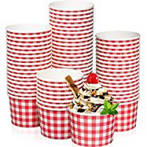 Check this out! Picnic Dessert, Picknick Snacks, Gingham Party, Picnic Desserts, Checkered Paper, Christmas Ice Cream, Sundae Cup, Plastic Party Plates, Ice Cream Cups