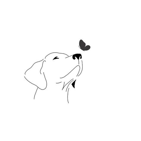 Dog And Butterfly Drawing, Dog With Butterfly On Nose Tattoo, Minimal Tattoo Designs, Minimal Tattoo Ideas, Animal Tattoo Ideas, Trash Polka Tattoo, Paw Tattoo, Nose Drawing, Bear Tattoo