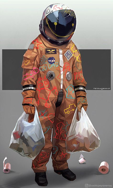 Cedric Peyravernay, Astronaut Art, Arte Cyberpunk, Space Suit, Space Art, Motion Design, Character Design Inspiration, Character Illustration, Character Concept