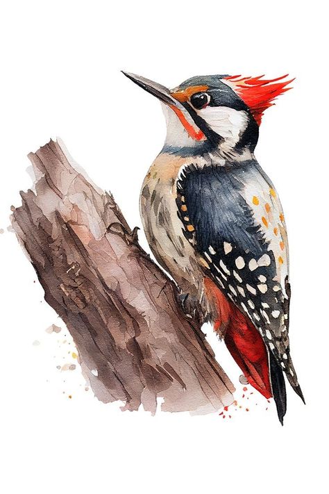 Woodpecker Sketch, Woodpecker Drawing, Woodpecker Painting, Woodpecker Illustration, Paint Animals, Bird Watercolor Art, Bird Painting Acrylic, Bird Watercolor Paintings, Animal Illustration Art