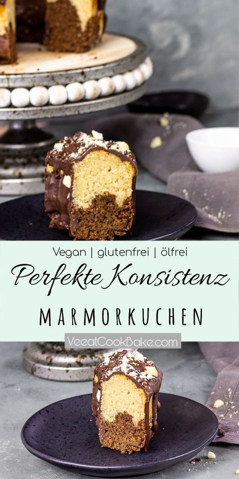 Rezept für einen glutenfreien, veganen Marmorkuchen. Einfach und schnell hergestellt mit einer perfekten luftigen Textur. Dieser ölfreie, hausgemachte Marmorkuchen ist ideal für Ihre nächste Geburtstagsfeier (kindergeburtstag) oder als gesunder Snack oder Dessert. vegan | zuckerfrei | eifrei | milchfrei | vegetarisch #milchfrei #kuchen #vegan #ölfrei #glutenfrei veeatcookbake.com Dairy Recipes, Smart Food, Dessert Vegan, Vegan Party, Germany Style, Vegan Snack, Vegan Bakery, Cake Vegan, Desserts Vegan