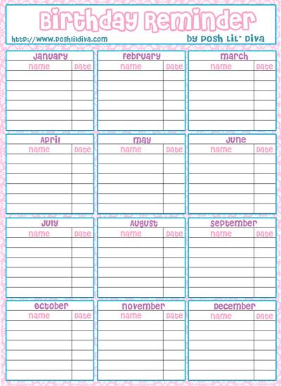 Birthday Reminder Printable so you can remember birthdays and for kids to know when birthdays are - Fun with Mama Reminder Printable, Family Birthday Calendar, Birthday Tracker, Birthday Reminder, Home Management Binder, Birthday Calendar, Organization Printables, Planner Printables Free, Calendar Pages