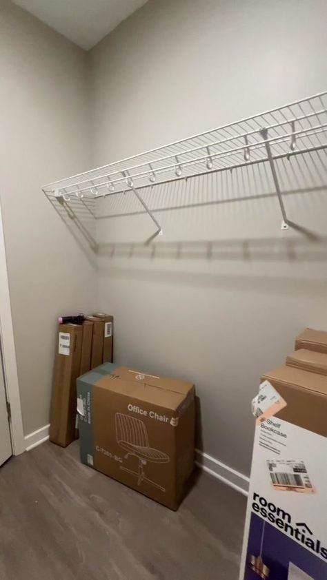 tiktok made me do it! so perfect for smaller apartment closets. i adde... | target bookshelf closet | TikTok Closet Ideas For Apartments, Renter Friendly Closet Shelves, Top Shelf Closet Storage Ideas, Rental Closet Organization Ideas, Closet Top Shelf Organization Ideas, Renter Closet Organization, Bookshelf Closet Diy, Diy Bookshelf Closet, Target Bookshelf Hack