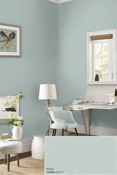 home interior design,interior bedroom design,designers kitchen,paint color match Tidewater Sherwin Williams, Sw Tidewater, Sherwin Williams Tidewater, Teal Wall Colors, Calming Paint Colors, Office Paint, Green Kitchen Cabinets, Sleek Furniture, Teal Walls