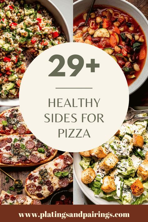 Pizza night doesn't have to be all about indulging in cheesy carbs. With a few simple, healthy side dishes, you can elevate pizza night into a nutritious and satisfying feast. Here's our favorite healthy sides for pizza. Healthy Pizza Side Dishes, Side Dishes For Pizza Night, Salad To Serve With Pizza, What Sides Go With Pizza For A Party, Pizza With Salad On Top, Sides For Pizza, Side Dishes For Pizza, Pizza Side Dishes, Pizza Sides