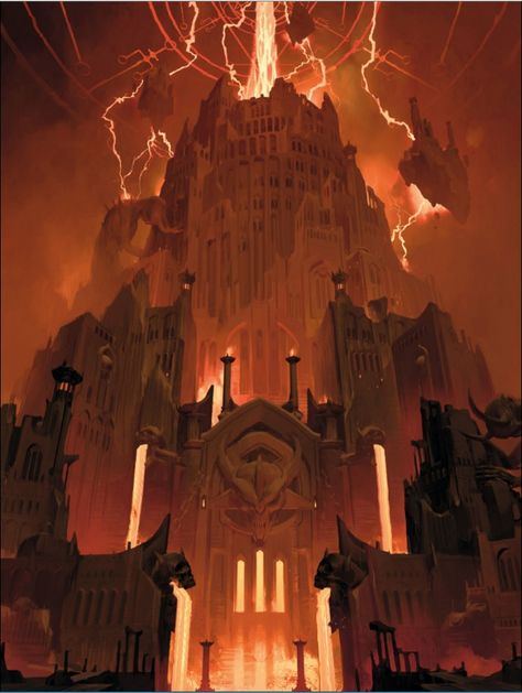 Doom Eternal, Fantasy Demon, Tower Of Babel, Rpg Map, Dark Rose, Fantasy City, Fantasy Places, Fantasy Art Landscapes, Fantasy Concept Art