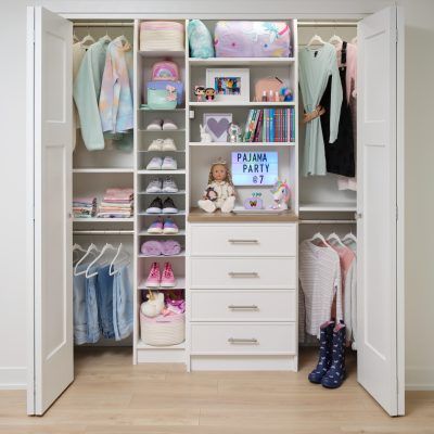 Kids Closet Designs, Reach In Closet With Vanity, Small Closet Kids Walmart, California Closet Ideas Reach In, Lowes Closet System Walk In, California Closets Entertainment Center, Custom Closet Organization, Pantry Laundry Room, Reach In Closet