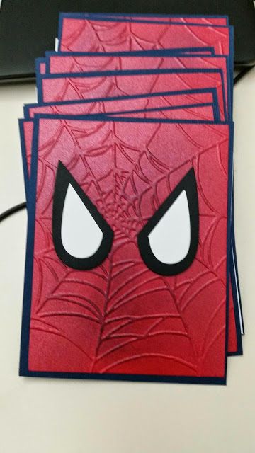 Sharon It With You: Spider-Man invites and Thank You cards Spiderman Birthday Card Ideas, Boy Birthday Cards Handmade, Spiderman Cards Handmade, Spiderman Invitations, Spiderman Card, Man Card, Punch Art Cards, Carte Halloween, Monster Cards