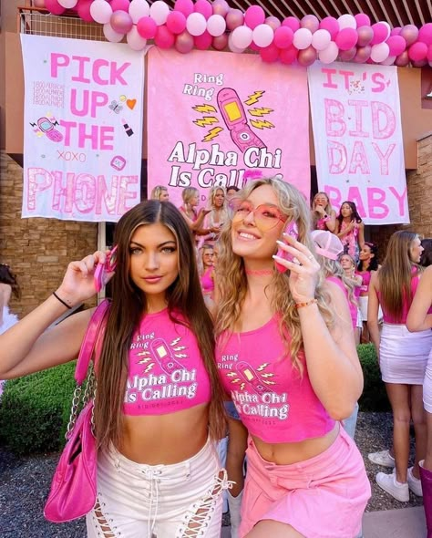 Sorority Polish Week Themes, Bid Day Themes Zeta Tau Alpha, Colorful Bid Day Theme, Y2k Bid Day Theme, Text Me When You Get Home Bid Day, Aoii Bid Day, 2000s Bid Day Theme, Sorority Recruitment Work Week Themes, Y2k Bid Day