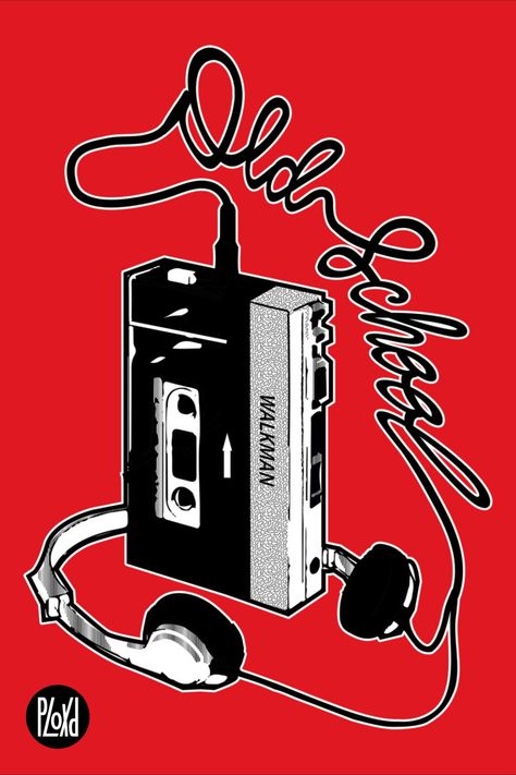 Tape Recorder Drawing, Walkman Drawing, Cassette Tape Drawing, Walkman Aesthetic, 80s Walkman, Old Headphones, Walkman Headphones, Retro Walkman, October Inspiration