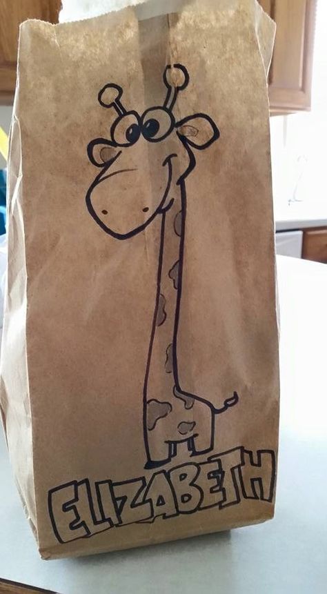 Sack Lunch Drawings, Paper Bag Drawing Ideas, Lunch Bag Drawings Brown Paper, Lunch Bag Drawings, Field Trip Lunch, Creating Happiness, Book Drive, Brown Bag Lunch, Bag Drawing