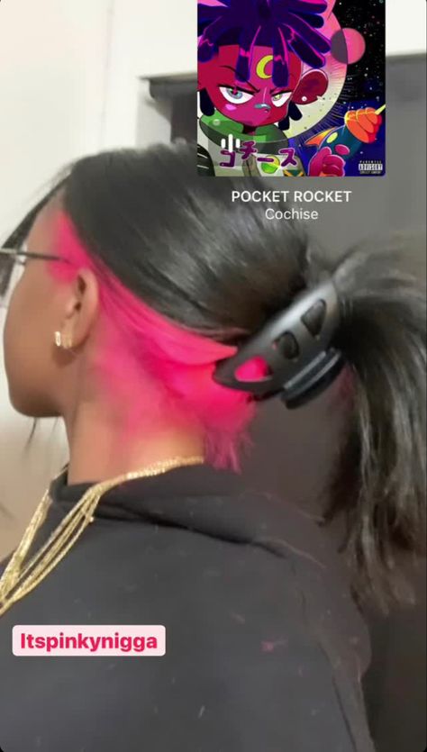 Checker Hair Dye, Pink Skunk Stripe Straight Hair, Pink And Purple Skunk Stripe Hair, Pink Skunk Stripe, Stunk Strip Hairstyles, Stunk Strip Hairstyles Pink, Black Girls Dyed Hair Ideas, Colors To Dye Your Hair Black Women Skunk Stripe, Pink Underdye Hair