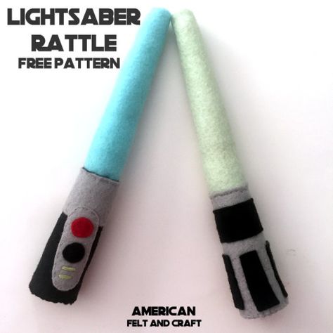 Felt Star Wars soft  lightsaber rattle pattern and tutorial. Star Wars Felt Pattern, Star Wars Felt Ornaments, Star Wars Sewing Projects, Stanley Decorations, Star Wars Kids Crafts, Star Wars Felt, Star Wars Craft, Star Wars Sewing, Homemade Baby Toys