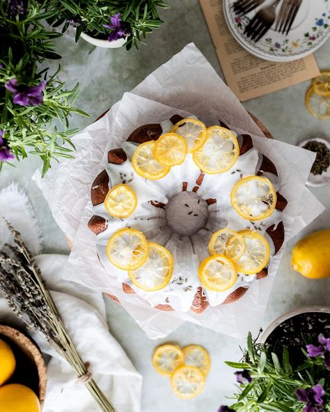 Lemon Lavender Sourdough Bundt Cake - Make It Dough Lavender Sourdough, Lemon Sourdough, Sourdough Cake, Recipe Using Sourdough Starter, Dried Lavender Flowers, Candied Lemons, Lavender Lemon, Warm Cake, Sourdough Discard