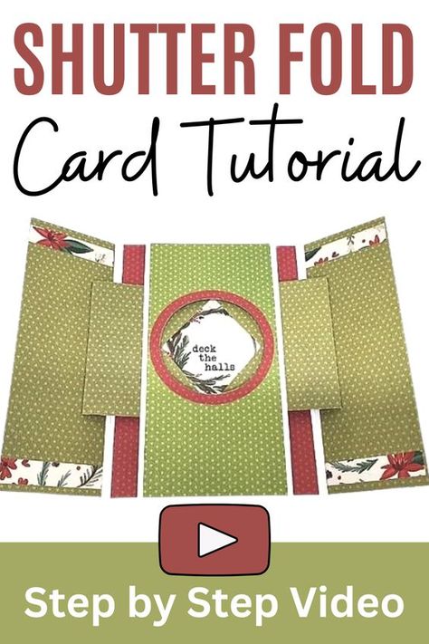 Shutter Cards Tutorial, Magic Greeting Card, Interactive Cards Tutorial How To Make, Unique Card Ideas Creative, Card Folds Techniques Tutorials, Fun Fold Cards Tutorials Templates, Shutter Card Tutorial, Shutter Cards, Folded Christmas Cards